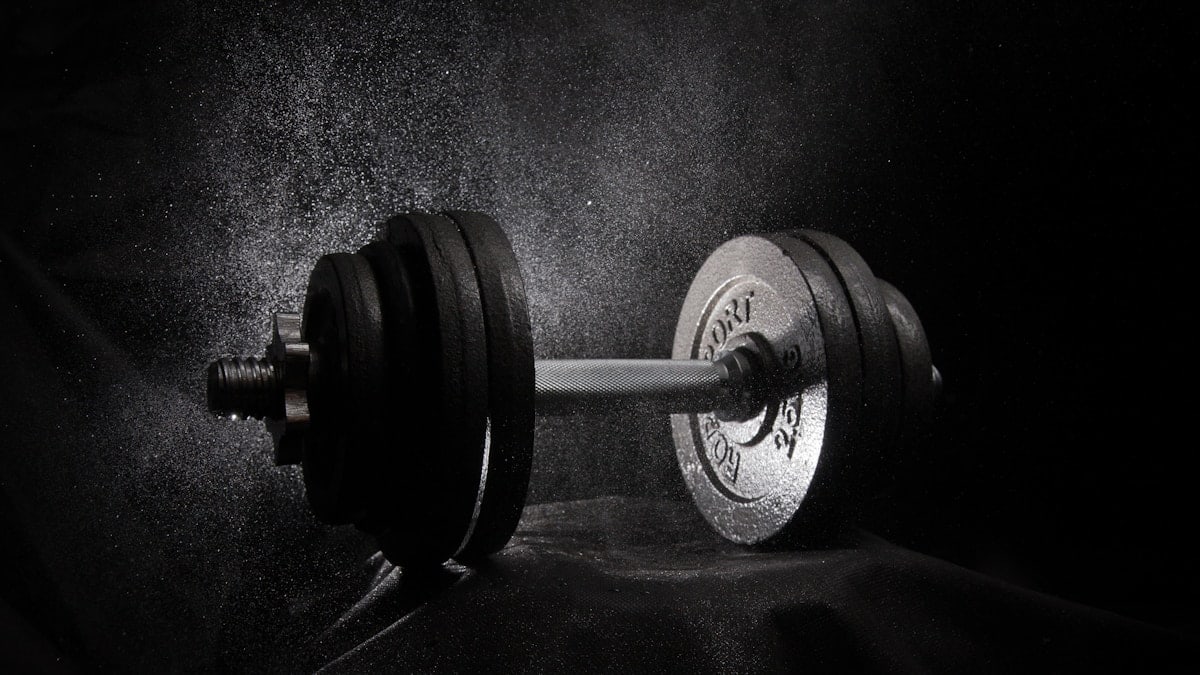 a black and white photo of a dumbbell